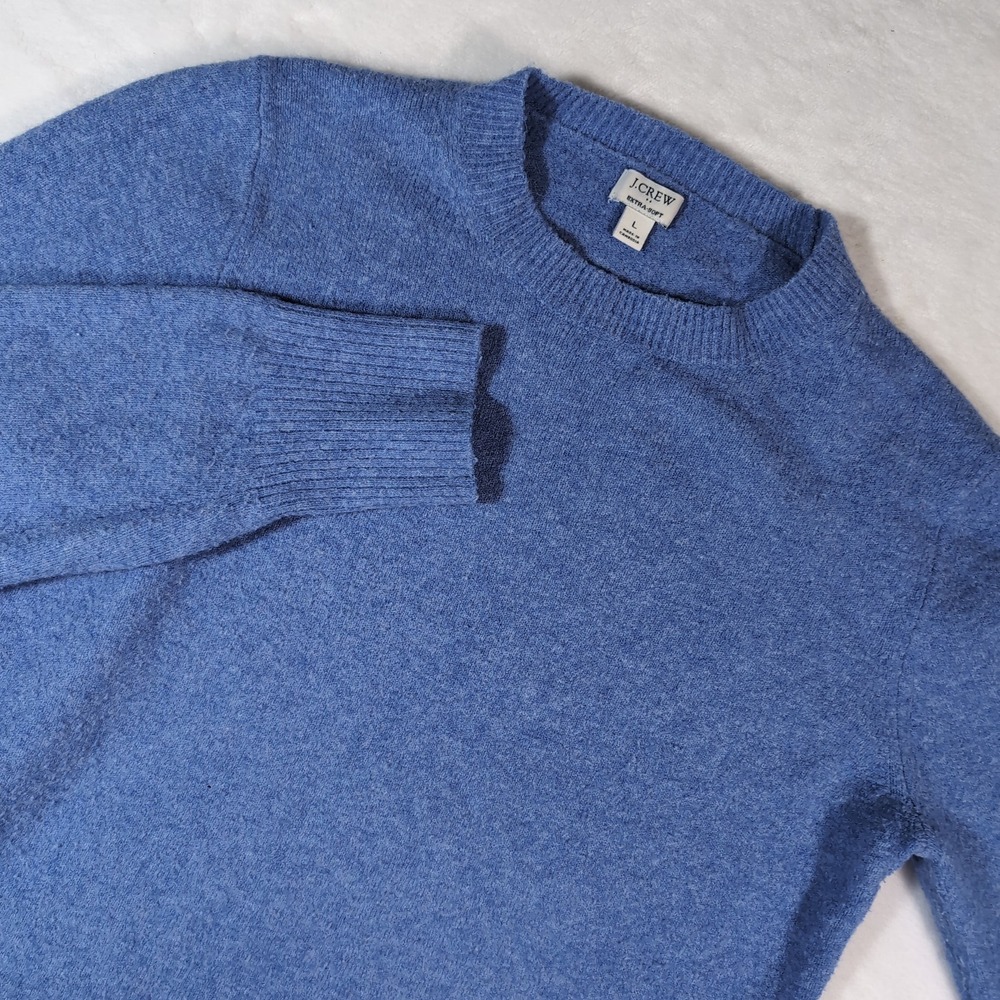 J.Crew‎ Extra Soft Sweater Women Large Blue Crewneck Wool Blend Cozy Pullover